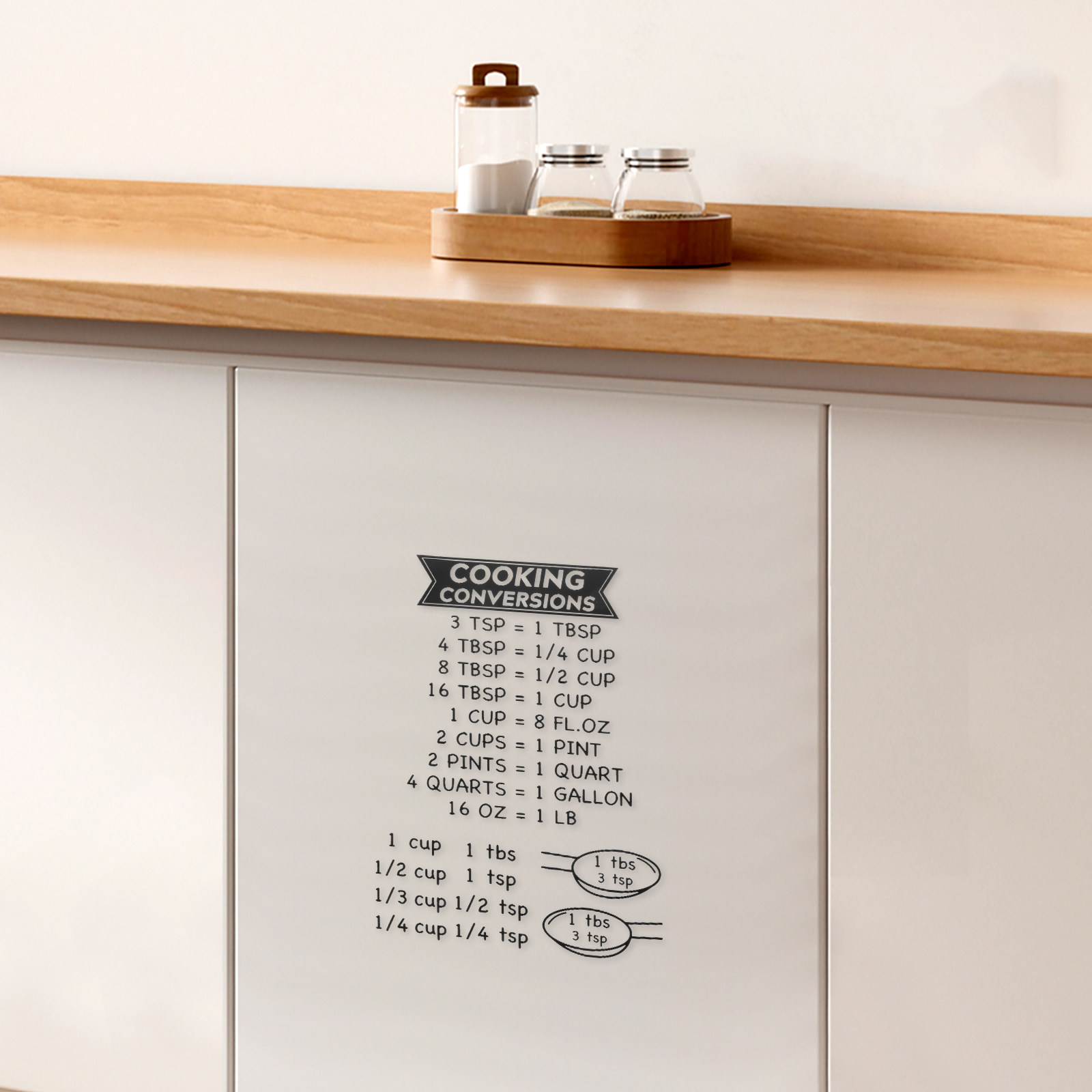 Kitchen Baking Conversion Chart - 2 Adhesivos de Tabla de Conversión