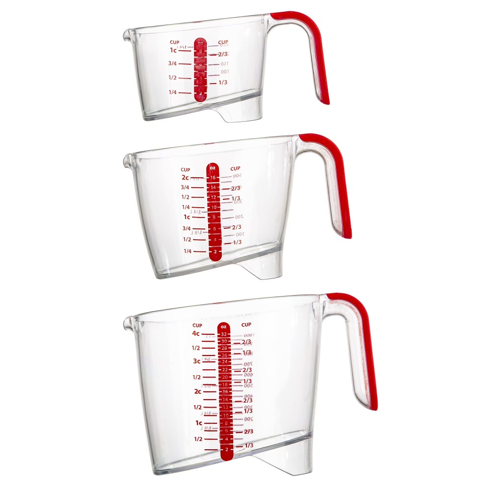 Kitchen Glass Baking Set - Juego de 3 Tazas Medidoras de
