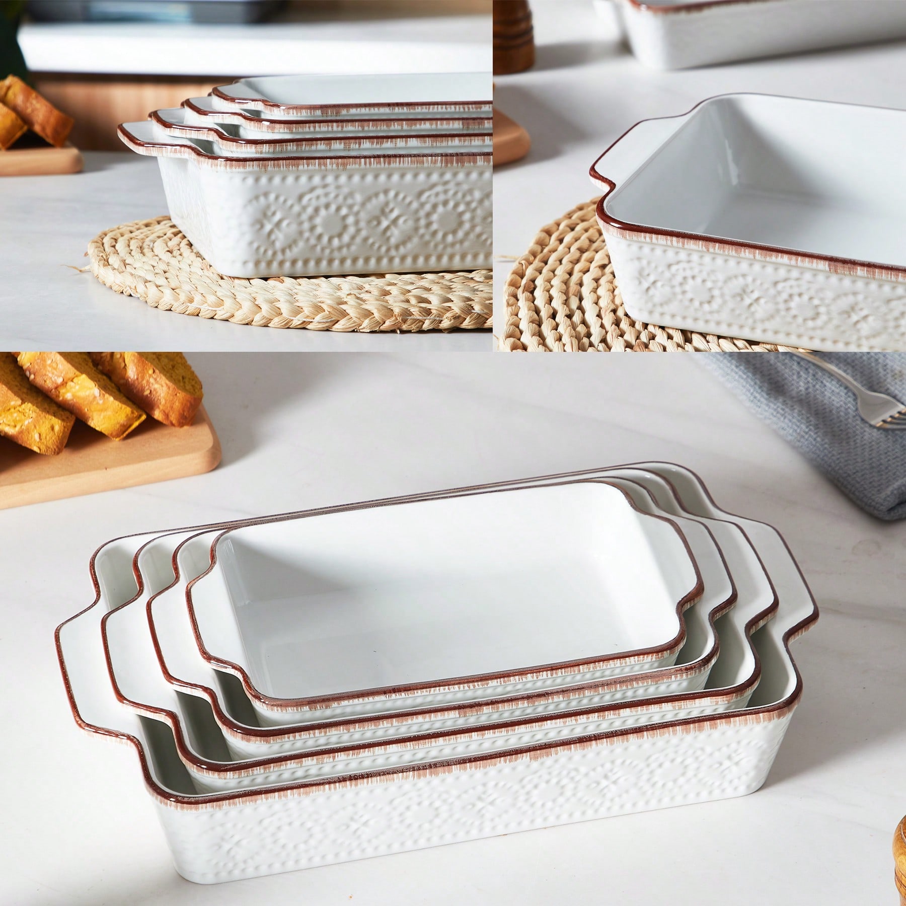 Kitchen Glass Baking Set - Platos para horno de porcelana vintage,