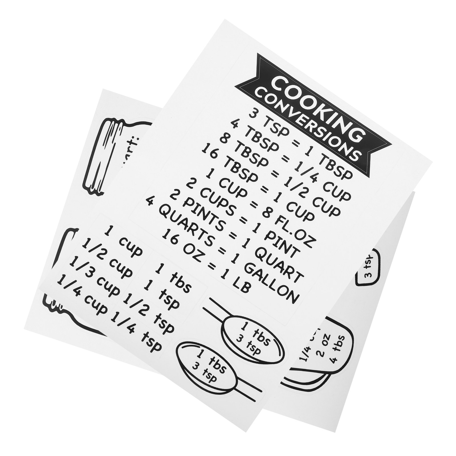 Kitchen Baking Conversion Chart - 2 pegatinas de conversión para cocina: