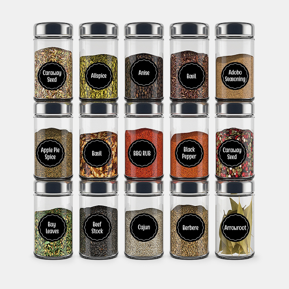 Kitchen Baking Organization - 144 Uds. Etiquetas adhesivas rectangulares impermeables