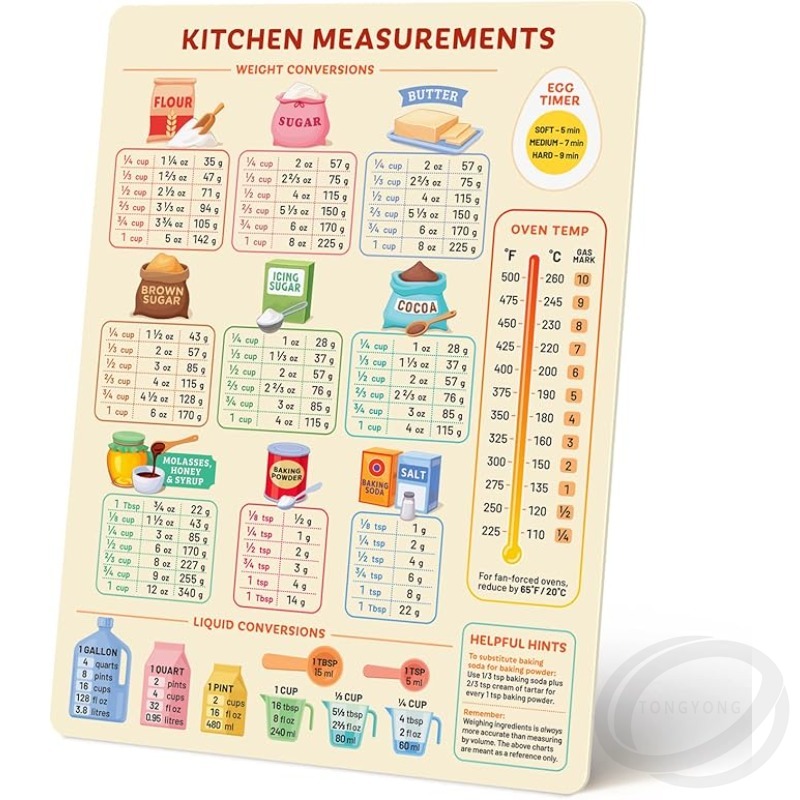 Kitchen Baking Conversion Chart - Tabla de conversión de cocina, tabla