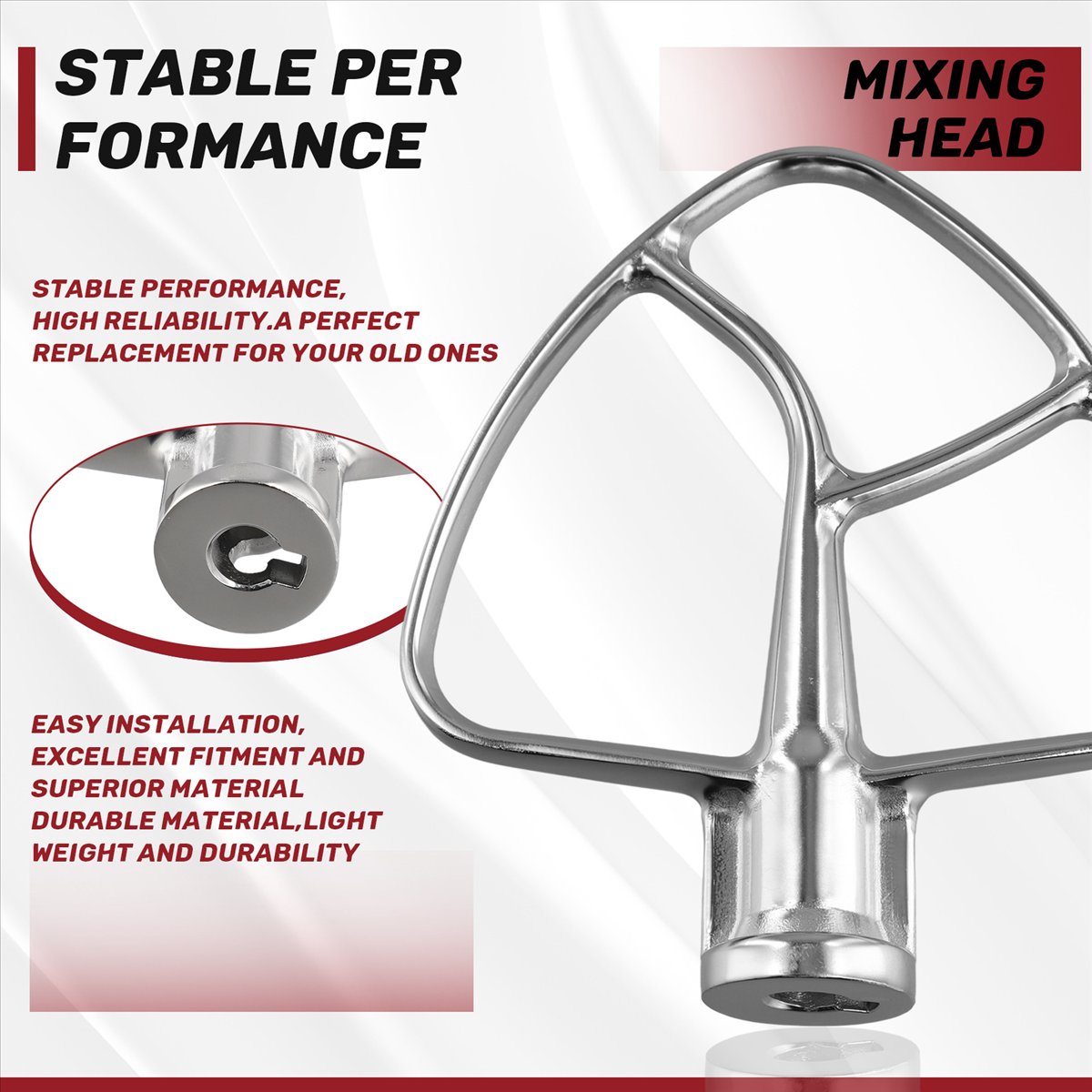 Kitchen Baking Aid - Batidor plano de acero inoxidable A60T