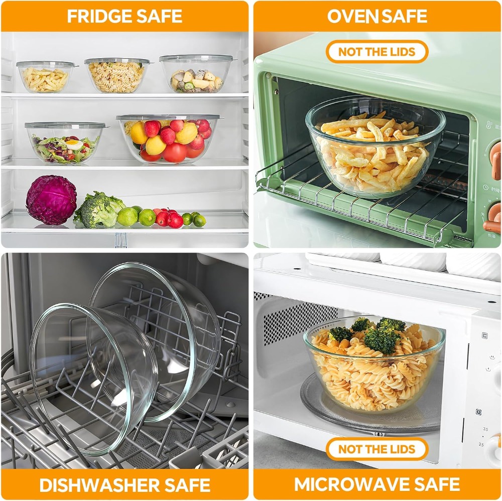 Juego de 5 tazones de vidrio p - Kitchen Glass Baking Set reseña y precio