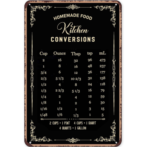 Letrero rústico de metal para  - Kitchen Baking Conversion Chart reseña y precio