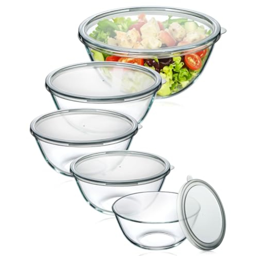 Juego de 5 Tazones de Vidrio p - Kitchen Glass Baking Set reseña y precio