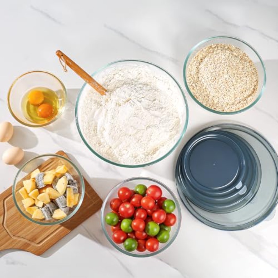 Juego de 5 Tazones de Vidrio p - Kitchen Glass Baking Set reseña y precio