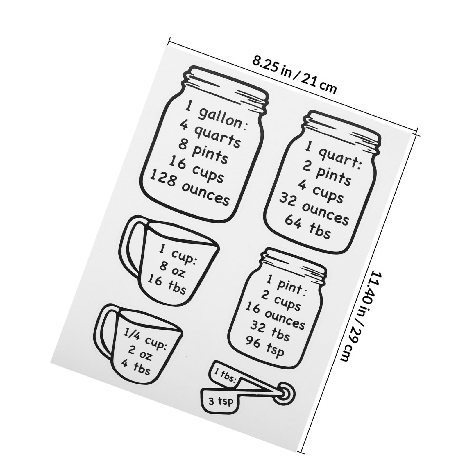 Tabla de conversión de medidas - Kitchen Baking Conversion Chart reseña y precio
