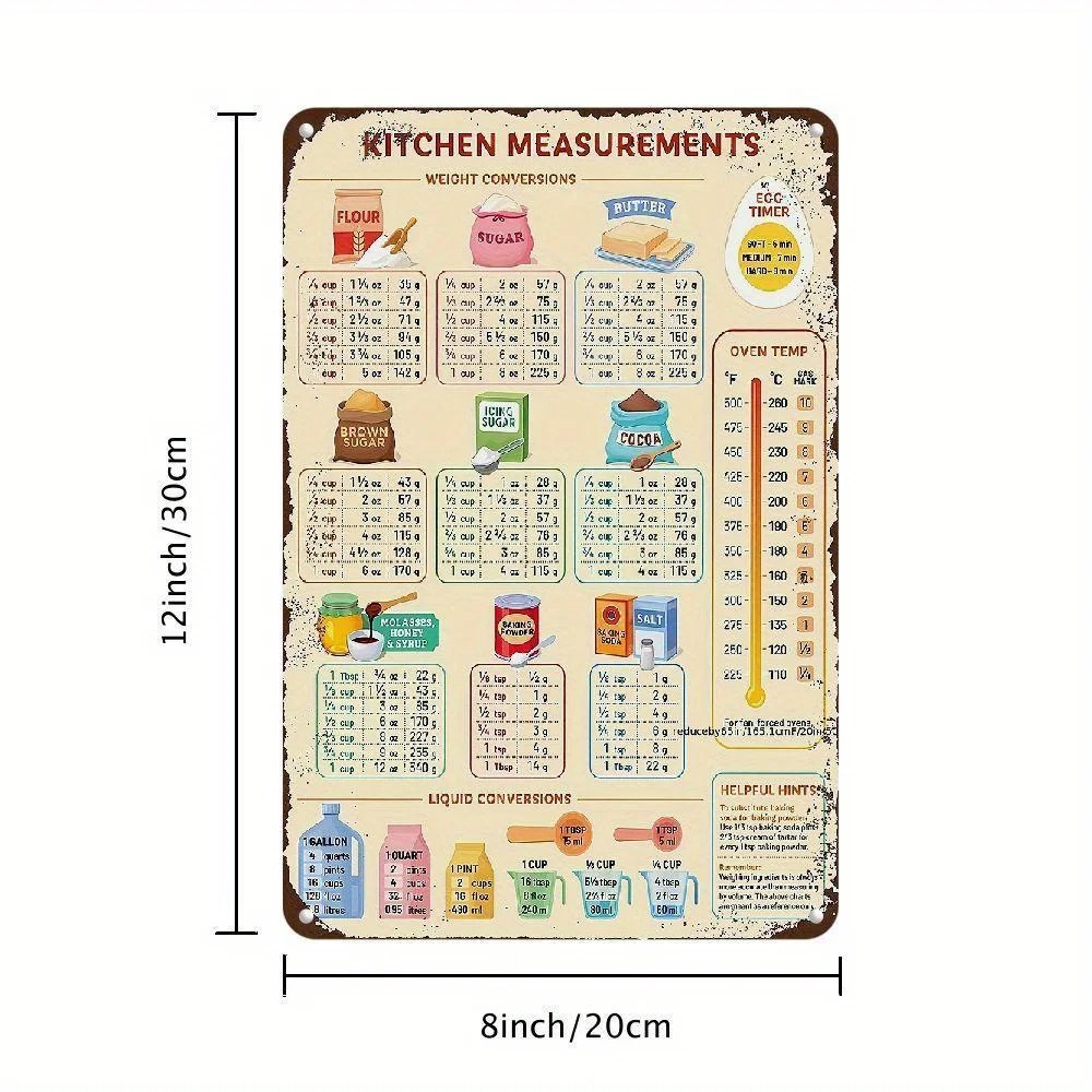 Letrero Metálico Vintage con T - Kitchen Baking Conversion Chart reseña y precio